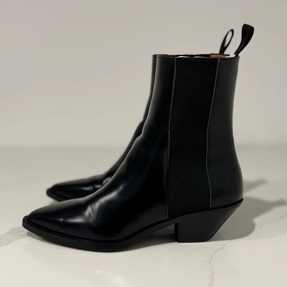H & M Black Ankle Cowboy Boots - Picture 3 of 9
